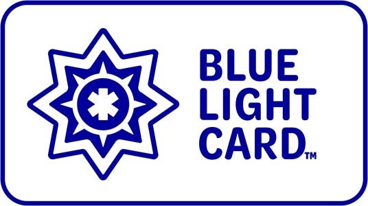 Logo for Blue Light Card. This shows that YTherapy is a provider for BLC members who are first responders and emergency workers.
